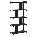 Bibliotecă cu 5 niveluri, negru, 76x32x158 cm, lemn prelucrat