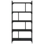 Bibliotecă cu 5 niveluri, negru, 76x32x158 cm, lemn prelucrat