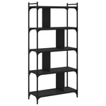 Bibliotecă cu 5 niveluri, negru, 76x32x158 cm, lemn prelucrat