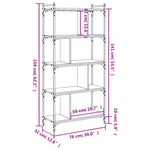 Bibliotecă cu 5 niveluri gri sonoma 76x32x158 cm lemn compozit