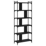 Bibliotecă cu 6 niveluri, negru, 76x32x192 cm, lemn prelucrat