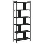 Bibliotecă cu 6 niveluri, negru, 76x32x192 cm, lemn prelucrat