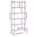 Bibliotecă cu 6 niveluri, negru, 76x32x192 cm, lemn prelucrat