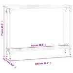 Măsuță consolă, stejar fumuriu, 100x22,5x75 cm, lemn prelucrat