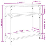 Măsuță consolă, gri sonoma, 75x29x75 cm, lemn prelucrat