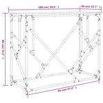Măsuță consolă, gri sonoma, 100x40x80 cm, lemn prelucrat