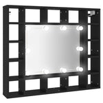 Dulap cu oglindă cu LED, negru, 91x15x76,5 cm