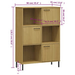 Bibliotecă cu picioare metalice OSLO, maro, 90x35x128,5 cm lemn