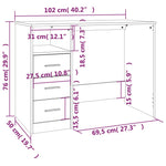 Birou cu sertare, alb extralucios, 102x50x76 cm, lemn prelucrat