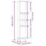 Dulap de baie, gri beton, 30x30x190 cm, lemn prelucrat