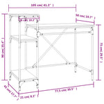 Birou cu rafturi stejar fumuriu 105x50x90 cm lemn compozit/fier