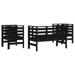 Set mobilier de grădină, 3 piese, negru, lemn masiv pin