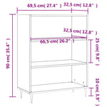 Bibliotecă, alb extralucios, 69,5x32,5x90 cm, lemn prelucrat