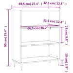 Bibliotecă, gri beton, 69,5x32,5x90 cm, lemn compozit