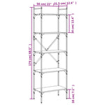 Bibliotecă cu 5 niveluri gri sonoma 56x31,5x174cm lemn compozit