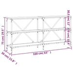 Masă consolă stejar afumat 160x30x75 cm lemn prelucrat și fier