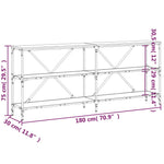 Masă consolă stejar afumat 180x30x75 cm lemn prelucrat și fier