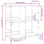 Bibliotecă, negru, 78,5x33x82 cm, lemn prelucrat