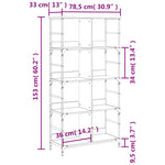 Bibliotecă, negru, 78,5x33x153 cm, lemn prelucrat