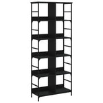 Bibliotecă, negru, 78,5x33x188,5 cm, lemn prelucrat