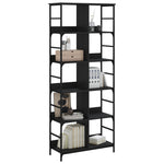 Bibliotecă, negru, 78,5x33x188,5 cm, lemn prelucrat