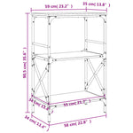 Bibliotecă 3 niveluri stejar afumat 59x35x90,5cm lemn prelucrat