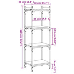 Bibliotecă cu 4 niveluri, negru, 40x30x120 cm, lemn prelucrat