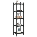 Bibliotecă cu 5 niveluri, negru, 40x30x154 cm, lemn prelucrat