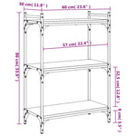 Bibliotecă cu 3 niveluri gri sonoma 60x30x86 cm lemn compozit