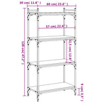 Bibliotecă cu 4 niveluri, negru, 60x30x120 cm, lemn prelucrat