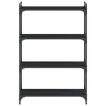 Bibliotecă cu 4 niveluri, negru, 80x30x120 cm, lemn prelucrat