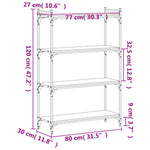 Bibliotecă cu 4 niveluri, negru, 80x30x120 cm, lemn prelucrat