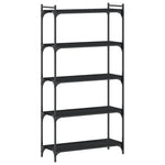 Bibliotecă cu 5 niveluri, negru, 80x30x154 cm, lemn prelucrat