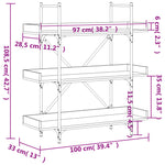 Bibliotecă 3 niveluri gri sonoma 100x33x108,5 cm lemn prelucrat