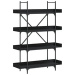 Bibliotecă cu 4 niveluri, negru, 100x33x145,5 cm lemn prelucrat