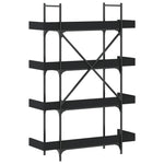 Bibliotecă cu 4 niveluri, negru, 100x33x145,5 cm lemn prelucrat