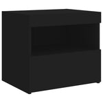 Noptiere cu lumini LED, 2 buc., negru, 50x40x45 cm