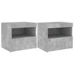 Noptiere cu lumini LED, 2 buc., gri beton, 50x40x45 cm