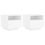 Noptiere cu lumini LED, 2 buc., alb, 40x39x37 cm