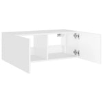 Comodă TV de perete cu lumini LED, alb, 80x35x31 cm