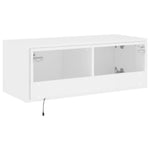 Comodă TV de perete cu lumini LED, alb, 80x35x31 cm