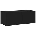 Comodă TV de perete cu lumini LED, negru, 80x35x31 cm