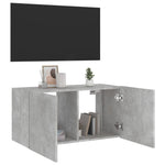 Comodă TV de perete cu lumini LED, gri beton, 80x35x41 cm