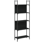 Bibliotecă 5 niveluri, negru, 60,5x24x166,5 cm, lemn prelucrat