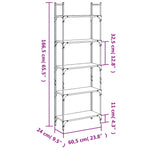 Bibliotecă 5 niveluri, negru, 60,5x24x166,5 cm, lemn prelucrat