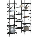 Bibliotecă, negru, 127,5x28,5x172,5 cm, lemn prelucrat