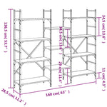 Bibliotecă, gri sonoma, 160x28,5x136,5 cm, lemn prelucrat