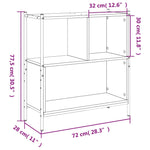 Bibliotecă, stejar fumuriu, 72x28x77,5 cm, lemn prelucrat