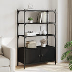 Bibliotecă cu 3 niveluri, negru, 70x30x109,5 cm lemn prelucrat