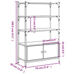 Bibliotecă 3 niveluri, stejar fumuriu, 70x30x109,5 cm, lemn